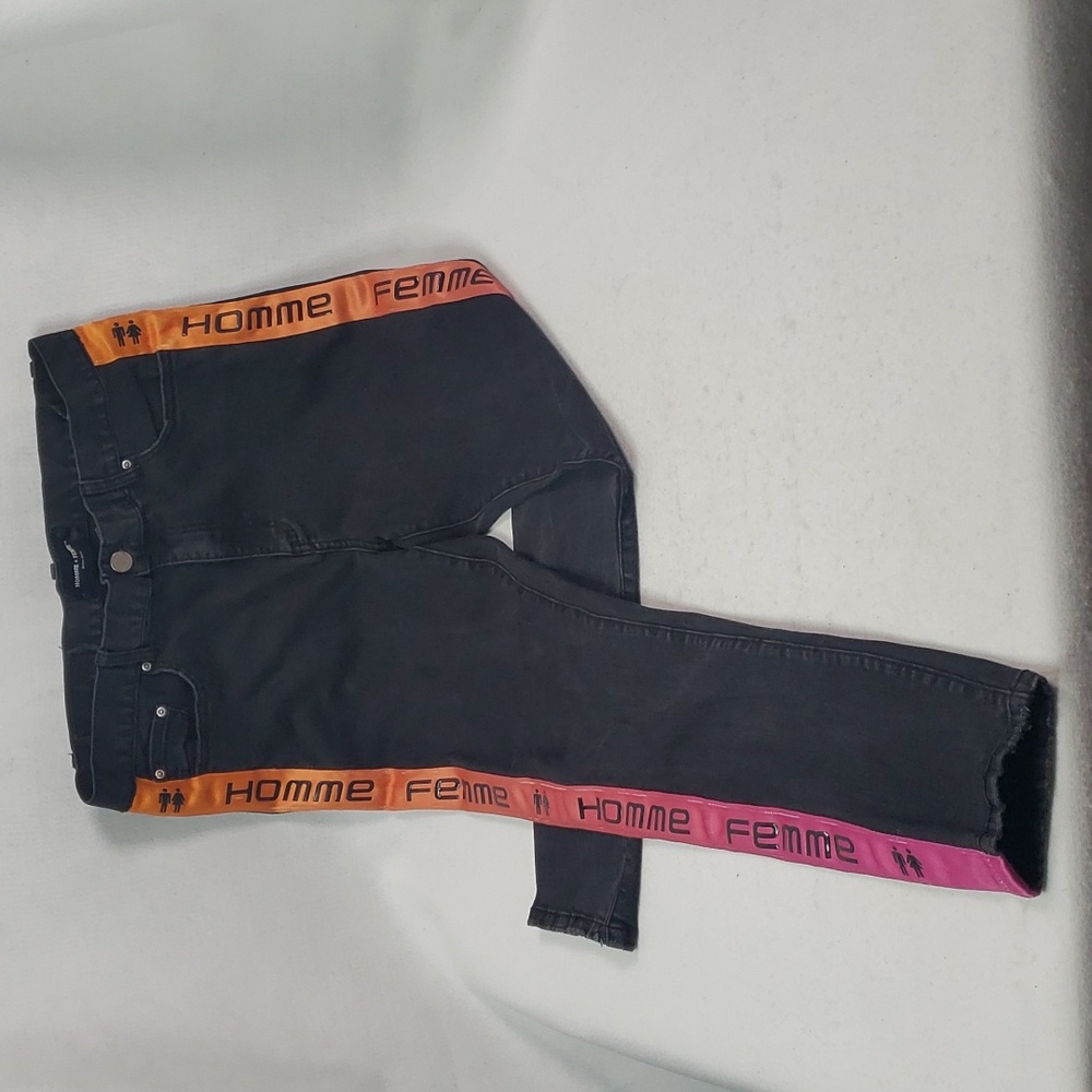 Homme + Femme Slim Fit Jeans in Black - Unisex Size 36 Waist/ 30 Inseam - Picture 2 of 12